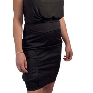 Mossimo Black Stretch Pencil Skirt Zipper Detail Womens Size 8